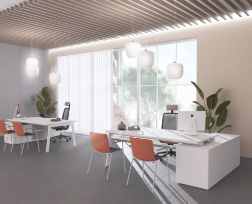 Diseño de mobiliario de espacio de trabajo para inmobiliaria en Madrid