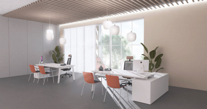 Diseño de mobiliario de espacio de trabajo para inmobiliaria en Madrid