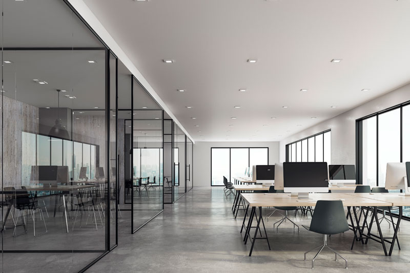mamparas de cristal y metal para oficinas