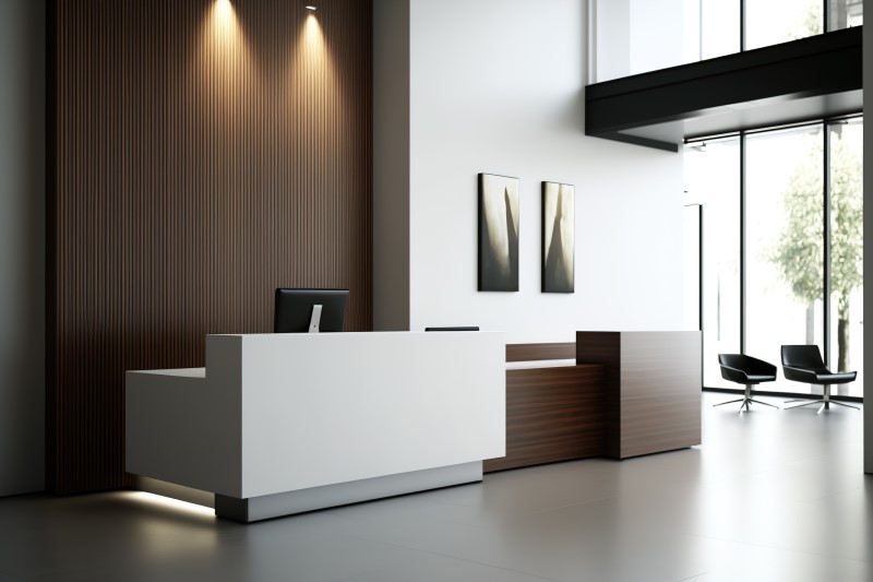 iluminación recepción oficina